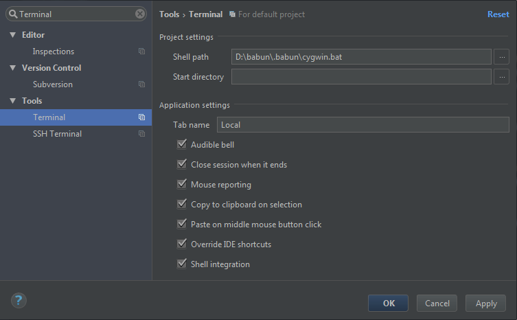 Cywgin con PHPStorm