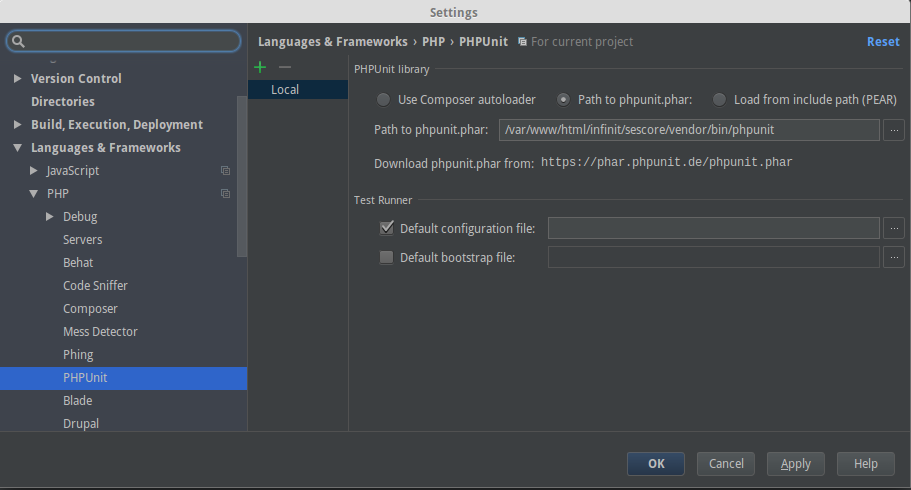 Config PHPUnit en PHPStorm